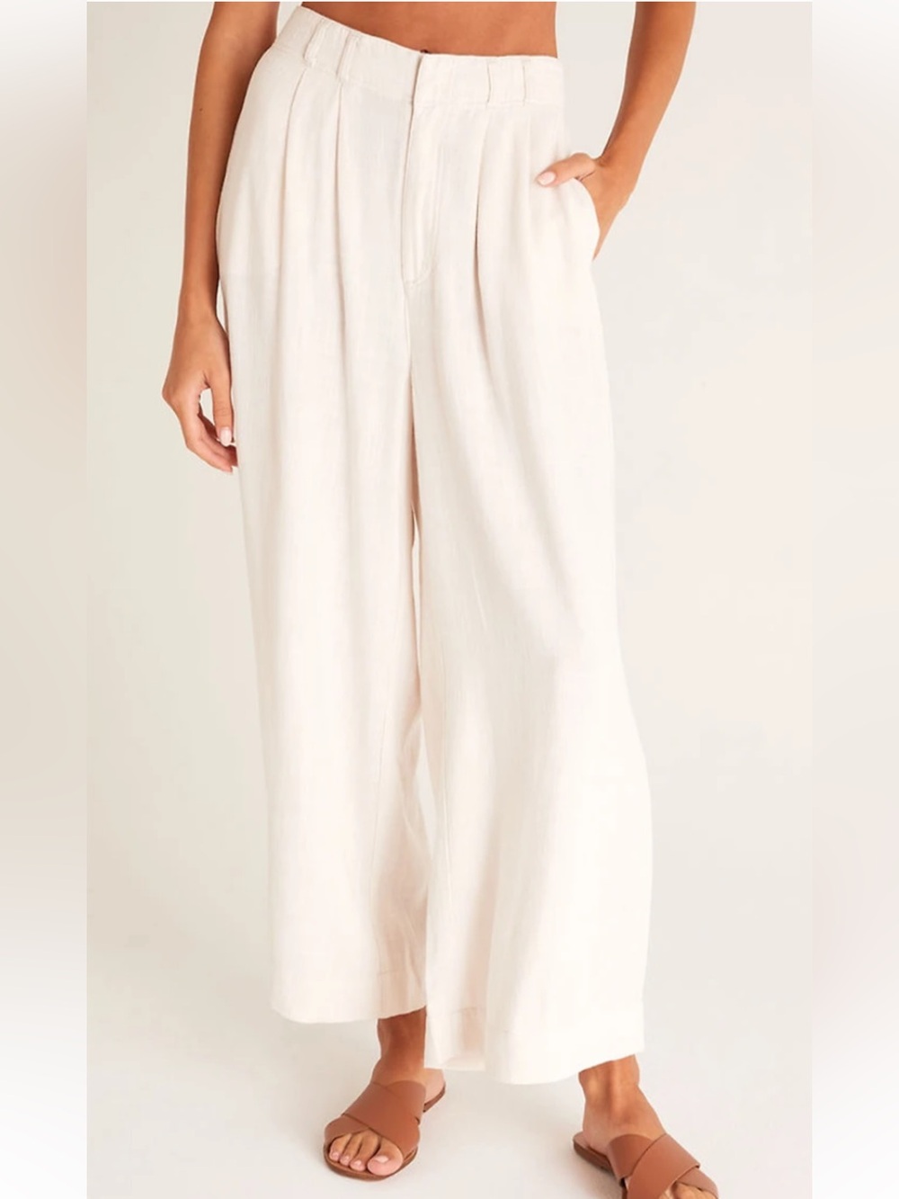 Z Supply Farah Pant - Linen Wide-Leg Summer Pant - Sandstone